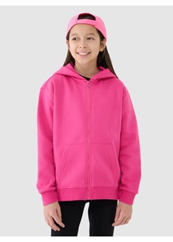 Dziewczęca bluza dresowa rozpinana z kapturem 4F 4FJRAW24TSWSF1830 - różowa ze sklepu Sportstylestory.com w kategorii Bluzy dziewczęce - zdjęcie 188378276