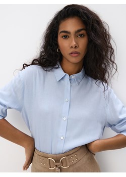 Mohito - Błękitna koszula z wiskozy i lnu - błękitny ze sklepu Mohito w kategorii Koszule damskie - zdjęcie 188379298
