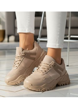 Wiązane sportowe buty damskie khaki /F1-3 13169 T499/ ze sklepu Pantofelek24.pl w kategorii Buty sportowe damskie - zdjęcie 188380225