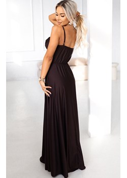 Długa sukienka wieczorowa na ramiączkach 646-1, Kolor czekoladowy, Rozmiar one size, NUMOCO BASIC ze sklepu Primodo w kategorii Sukienki - zdjęcie 188385798