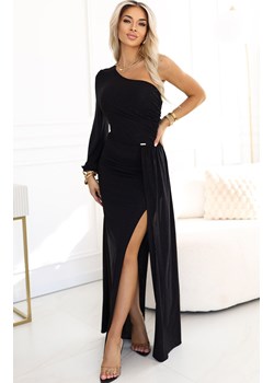 Brokatowa sukienka maxi na jedno ramię 658-1, Kolor czarny, Rozmiar XL, Numoco ze sklepu Primodo w kategorii Sukienki - zdjęcie 188385808
