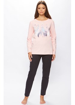 Bawełniana piżama damska z długimi rękawami i długimi nogawkami 66/5-25L/010A754, Kolor różowo-czarny, Rozmiar M, Miss Fabio ze sklepu Intymna w kategorii Piżamy damskie - zdjęcie 188386128