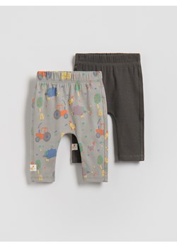 Reserved - Bawełniane legginsy 2 pack - ciemnoszary ze sklepu Reserved w kategorii Spodnie i półśpiochy - zdjęcie 188387655
