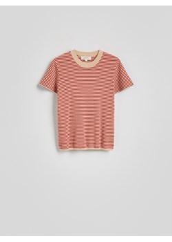Reserved - Bawełniany t-shirt w paski - beżowy ze sklepu Reserved w kategorii Bluzki damskie - zdjęcie 188388449
