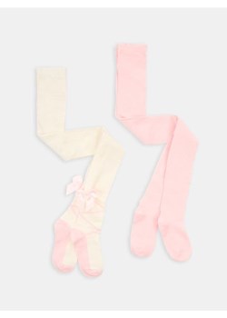 Sinsay - Prążkowane rajstopy z ozdobną kokardą 2 pack - różowy ze sklepu Sinsay w kategorii Rajstopy dziecięce - zdjęcie 188389455