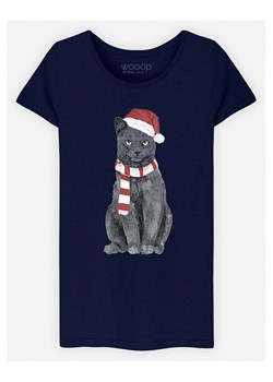 WOOOP Koszulka "Xmas Cat" w kolorze granatowym ze sklepu Limango Polska w kategorii Bluzki damskie - zdjęcie 188391637