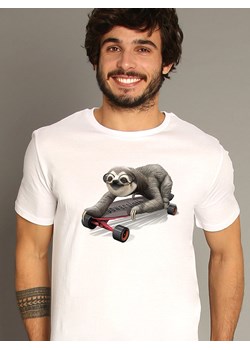WOOOP Koszulka "Skateboard Sloth" w kolorze białym ze sklepu Limango Polska w kategorii T-shirty męskie - zdjęcie 188391819