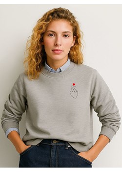 WOOOP Bluza "K Love Cur" w kolorze szarym ze sklepu Limango Polska w kategorii Bluzy damskie - zdjęcie 188392005