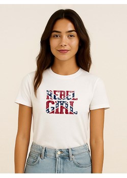 WOOOP Koszulka "Rebel girl" w kolorze białym ze sklepu Limango Polska w kategorii Bluzki damskie - zdjęcie 188392027