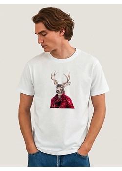 WOOOP Koszulka "Red clad deer" w kolorze białym ze sklepu Limango Polska w kategorii T-shirty męskie - zdjęcie 188392028