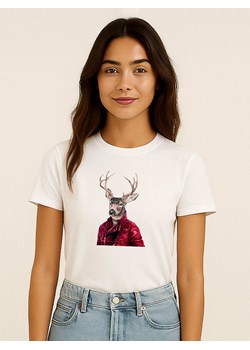WOOOP Koszulka "Red clad deer" w kolorze białym ze sklepu Limango Polska w kategorii Bluzki damskie - zdjęcie 188392029