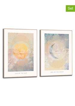 Orangewallz Druki artystyczne (2 szt.) "Sun &amp; Moon" w ramce ze sklepu Limango Polska w kategorii Obrazy - zdjęcie 188392419
