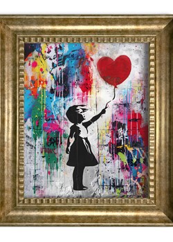 Orangewallz Druk artystyczny "Balloon Girl Colourful" w ramce ze sklepu Limango Polska w kategorii Obrazy - zdjęcie 188393777