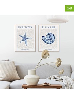 Orangewallz Druki artystyczne (2 szt.) "Blue Beach Set" w ramce ze sklepu Limango Polska w kategorii Obrazy - zdjęcie 188394067