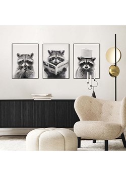 Orangewallz Druki artystyczne (3 szt.) "Racoon" w ramce ze sklepu Limango Polska w kategorii Obrazy - zdjęcie 188396488