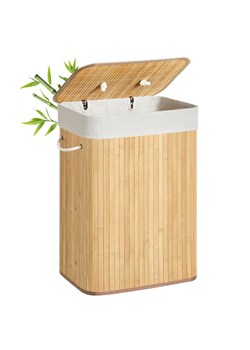 Songmics Kosz w kolorze jasnobrązowo-białym na pranie - 40 x 61 x 30 cm ze sklepu Limango Polska w kategorii Akcesoria łazienkowe - zdjęcie 188397029