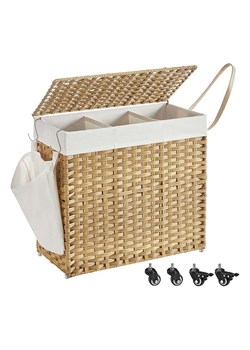 Songmics Kosz w kolorze jasnobrązowo-białym na pranie - 66 x 60 x 33 cm ze sklepu Limango Polska w kategorii Akcesoria łazienkowe - zdjęcie 188397038