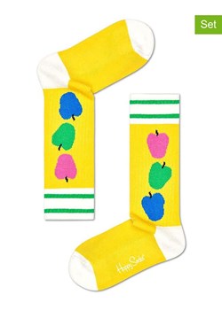 Happy Socks Skarpety (2 pary) "Apple Rib" w kolorze żółtym ze sklepu Limango Polska w kategorii Skarpetki dziecięce - zdjęcie 188398427