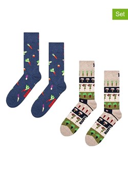 Happy Socks Skarpety (2 pary) w kolorze granatowo-beżowym ze sklepu Limango Polska w kategorii Skarpetki męskie - zdjęcie 188398598