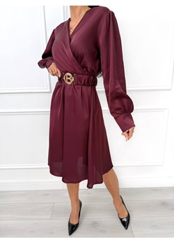 Bordowa Kopertowa Sukienka ze sklepu ModnaKiecka.pl w kategorii Sukienki - zdjęcie 188401615