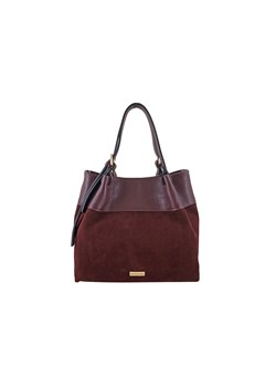 Elegancka torebka damska z naturalnego zamszu - Bordowa ze sklepu butyolivier w kategorii Torby Shopper bag - zdjęcie 188401855