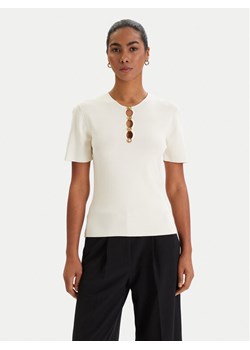 KARL LAGERFELD Bluzka B1W18014 Écru Slim Fit ze sklepu MODIVO w kategorii Bluzki damskie - zdjęcie 188405038