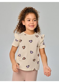 Sinsay - Bawełniana koszulka ze wzorem w serca - wielobarwny ze sklepu Sinsay w kategorii Bluzki dziewczęce - zdjęcie 188407198