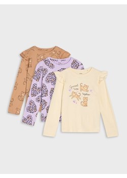 Sinsay - Bawełniana koszulka z nadrukiem 3 pack - wielobarwny ze sklepu Sinsay w kategorii Bluzki dziewczęce - zdjęcie 188407199