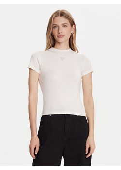 Guess T-Shirt W5BP07 KCGM2 Écru Slim Fit ze sklepu MODIVO w kategorii Bluzki damskie - zdjęcie 188408155