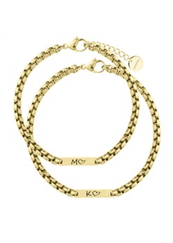 Zestaw pozłacanych bransoletek dla par z inicjałami elegancki prezent z personalizacją ze sklepu manoki.pl w kategorii Bransoletki - zdjęcie 188408609