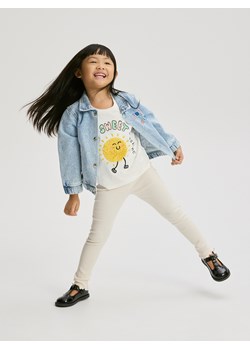 Reserved - Prążkowane legginsy - kremowy ze sklepu Reserved w kategorii Spodnie dziewczęce - zdjęcie 188408796