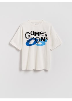 Reserved - Bawełniany t-shirt - złamana biel ze sklepu Reserved w kategorii T-shirty chłopięce - zdjęcie 188408809