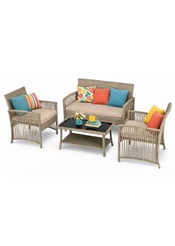 Beżowy zestaw wypoczynkowy do ogrodu H7-T55 ze sklepu Edinos.pl w kategorii Zestawy mebli ogrodowych - zdjęcie 188409385