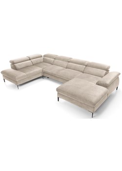 Kremowa kanapa narożna w kształcie litery u C6-S18 ze sklepu Edinos.pl w kategorii Narożniki - zdjęcie 188411465