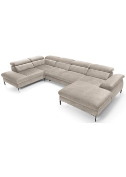 Beżowy nowoczesny narożnik U z funkcją spania Z6-C34 ze sklepu Edinos.pl w kategorii Narożniki - zdjęcie 188411469