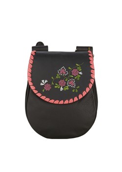 czarno-różowa torebka skórzana Basia Flo na ramię ze sklepu Słoń Torbalski w kategorii Listonoszki - zdjęcie 188412965