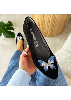 Czarne ażurowe baleriny damskie na obcasie M.Daszyński Sa178a-3 ze sklepu suzana.pl w kategorii Balerinki - zdjęcie 188412976