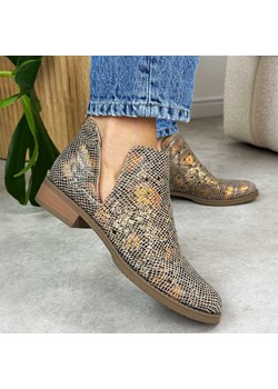 Złote wąż jesienne ażurowe botki damskie M.Daszyński Sa62-102 ze sklepu suzana.pl w kategorii Botki - zdjęcie 188412978