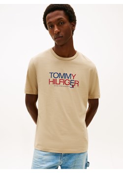 Tommy Hilfiger Koszulka męska Mężczyźni Bawełna beżowy nadruk ze sklepu vangraaf w kategorii T-shirty męskie - zdjęcie 188413416