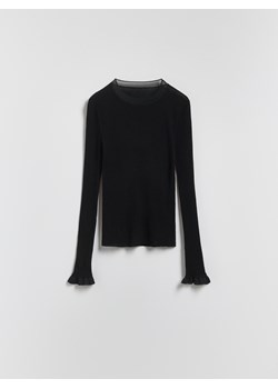 Reserved - Dzianinowa bluzka z jedwabiem - czarny ze sklepu Reserved w kategorii Bluzki damskie - zdjęcie 188413519
