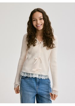 Reserved - Kardigan z domieszką wełny - kremowy ze sklepu Reserved w kategorii Swetry dziewczęce - zdjęcie 188413777