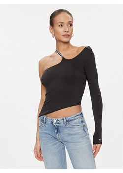 Tommy Jeans Bluzka Logo Tape DW0DW16502 Czarny Slim Fit ze sklepu MODIVO w kategorii Bluzki damskie - zdjęcie 188419265