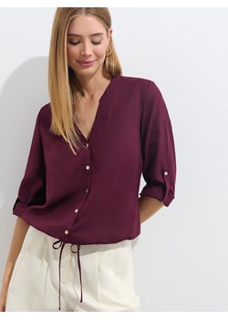 Mohito - Bluzka z wiskozy i lnu - mahoń ze sklepu Mohito w kategorii Bluzki damskie - zdjęcie 188422156