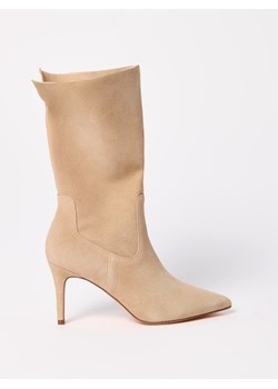 Mohito - Skórzane botki na szpilce - beżowy ze sklepu Mohito w kategorii Botki - zdjęcie 188422265
