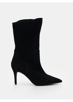 Mohito - Skórzane kozaki na szpilce - czarny ze sklepu Mohito w kategorii Kozaki damskie - zdjęcie 188422298