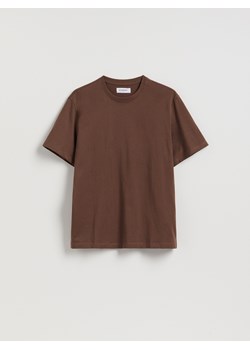 Reserved - T-shirt regular z bawełny - ciemnobrązowy ze sklepu Reserved w kategorii T-shirty męskie - zdjęcie 188422436