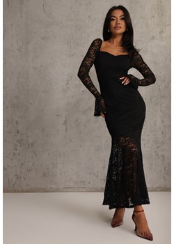 Czarna Elegancka Sukienka VICES z Koronki z Wiązaniem z Tyłu Drenvienne ze sklepu renee.pl w kategorii Sukienki - zdjęcie 188422456