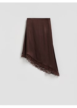 Reserved - Spódnica z asymetrycznym dołem - ciemnobrązowy ze sklepu Reserved w kategorii Spódnice - zdjęcie 188423676