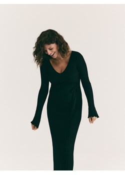 Reserved - Prążkowana sukienka z wiskozy - czarny ze sklepu Reserved w kategorii Sukienki - zdjęcie 188423687