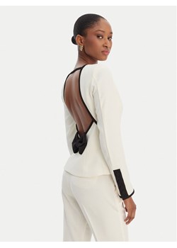 Marella Bluzka Scacco 2613111013 Écru Slim Fit ze sklepu MODIVO w kategorii Bluzki damskie - zdjęcie 188424746